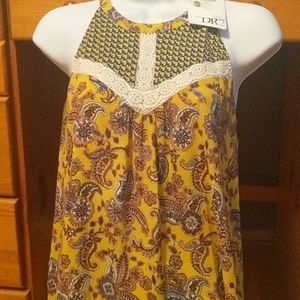NWT DR2 Nordstrom Rack Yellow paisley tank XS